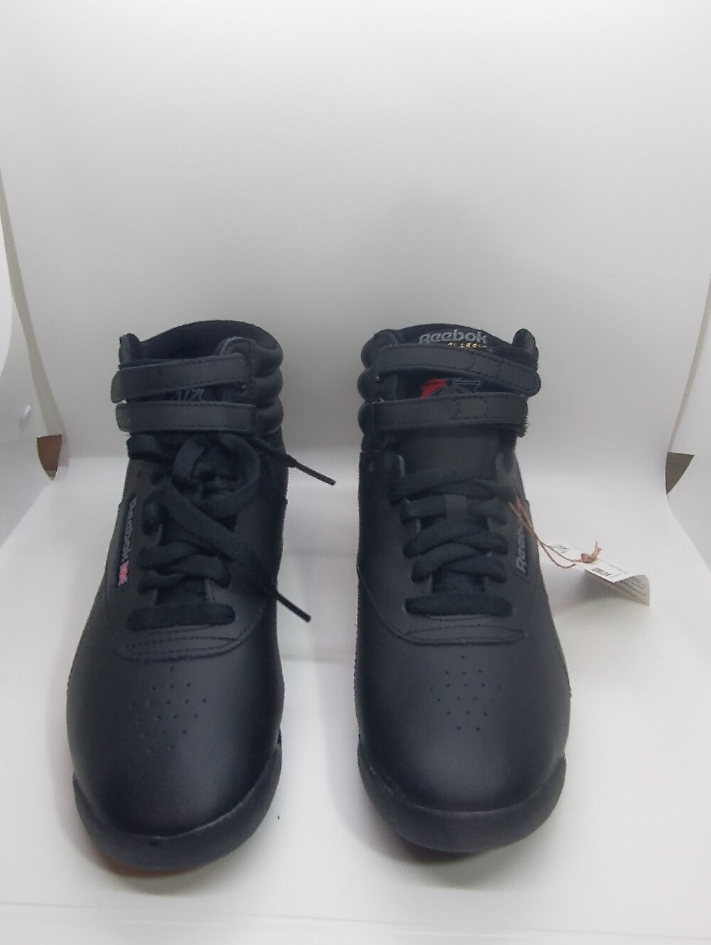 Reebok Classic Freestyle Triple Black High Top Leather Sneaker Womens Size 8